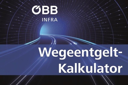 Teaserbild, Tunnel mit Schienenstrang und Text Wegeentgelt Kalkulator