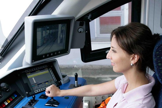 Train driver on the locomotive