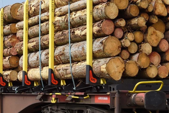 Wagon loaded with round timber