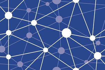 Stylized graphics of a network with spheres and lines