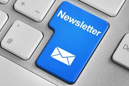Keyboard key with the word newsletter