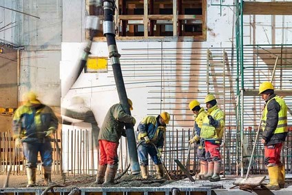 Concrete work on a construction site