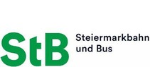 Logo StB Steiermarkbahn und Bus<br/>Textinsert: weißer Hintergrund, grün StB, schwarz Steiermarkbahn und Bus