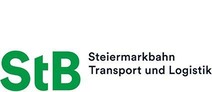 Logo StB Steiermarkbahn Transport & Logistik<br/>Textinsert: weißer Hintergrund, grün StB, schwarz Steiermarkbahn Transport & Logistik