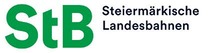 Logo StB Steiermärkische Landesbahnen<br/>Textinsert: weißer Hintergrund, grün StB, schwarz Steiermärkische Landesbahnen