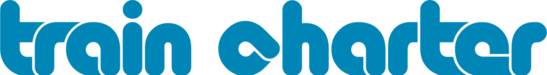 Logo train charter<br/>Textinsert: weißer Hintergrund,  blau train charter