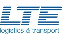 Logo LTE logistics & transport<br/>Textinsert: weißer Hintergrund, blau-weiß strichliert LTE, blau logistics & transport