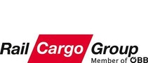 Logo Rail Cargo Group Member of ÖBB<br/>Textinsert: weißer Hintergrund, schwarz Rail, rote Raute mit weißer Schrift Cargo, schwarz Group, unter Group schwarz Member of ÖBB