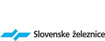 Logo Slovenske Zeleznice<br/>Textinsert: weißer Hintergrund, links blaues Icon,  schwarz Slovenske Zeleznice