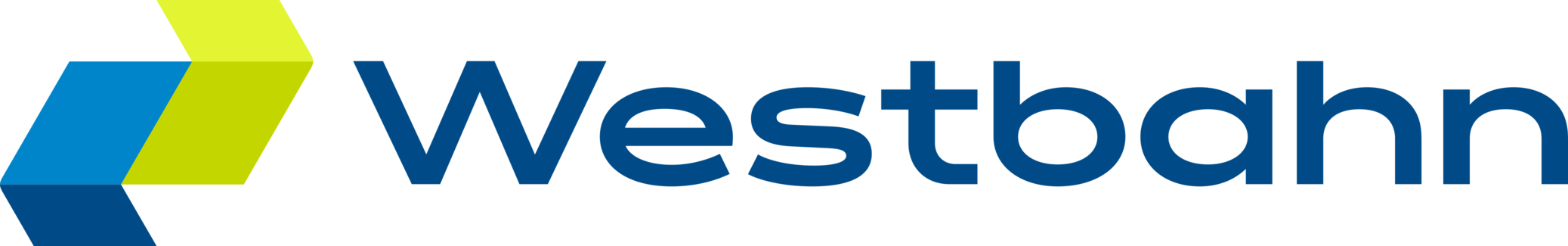 Logo Westbahn<br/>Textinsert: grauer Hintergrund, gelb-blaues Icon, blau Westbahn