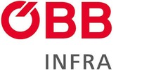 Logo ÖBB Infra<br/>Textinsert: weißer Hintergrund, oben links rot ÖBB, darunter schwarz INFRA