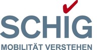 Logo SCHIG Mobilität verstehen<br/>Textinsert: weißer Hintergrund, grau-rot SCHIG Mobilität verstehen