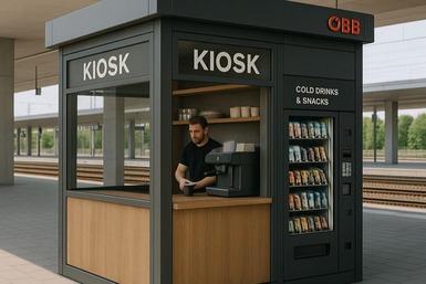 Textinsert: Foto Visualisierung eines Bahnsteigskiosk