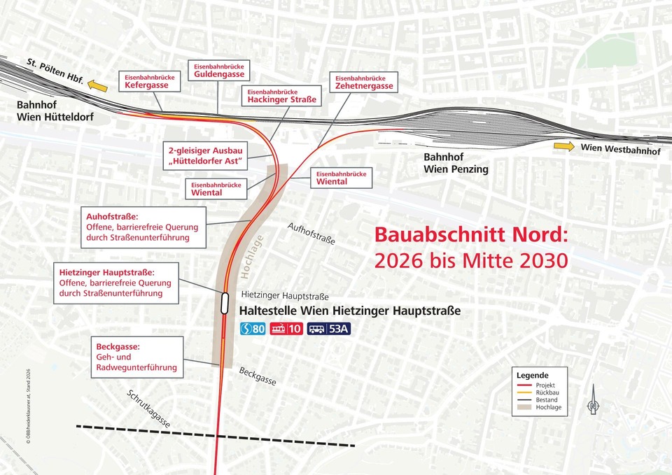Attraktivierung der Verbindungsbahn: Details Bauabschnitt Nord