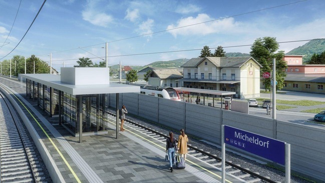 Text insert: Photo visualization of Micheldorf station track area
