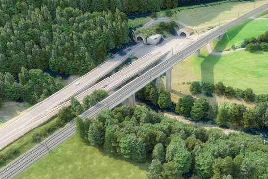 Text insert: Photo visualization of the Teichl Bridge