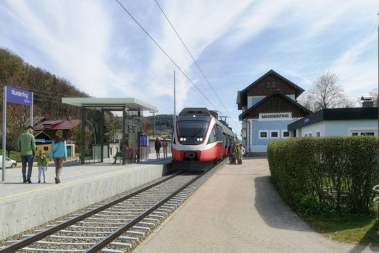 Visualisierung des Bahnhofs Munderfing nach Fertigstellung