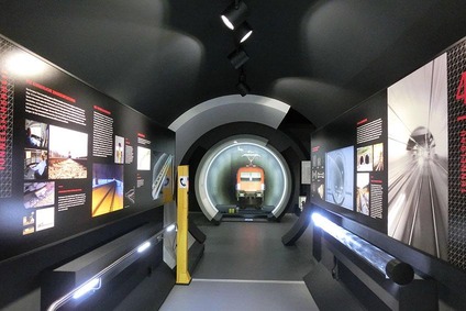 Innenaufnahme einer Ausstellung des Koralmtunnels.