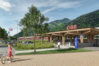 Text insert: Photo visualization of the west side of Mixnitz station