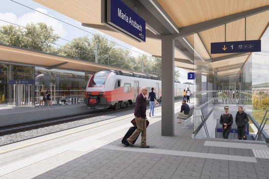 Textinsert: Foto Bahnhof Maria Anzbach Bahnsteig