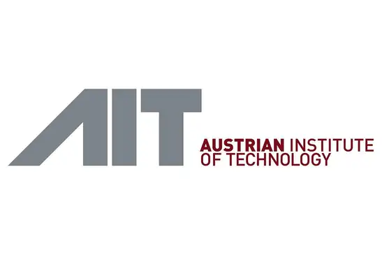 Logo AIT - Austrian Institute of Technology<br/>Text insert: white background, gray AIT centered, red Austrian Institute of Technology