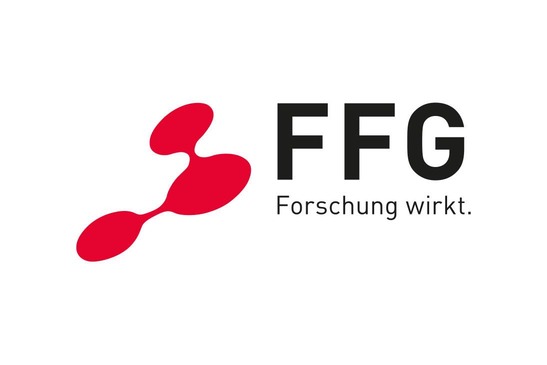 Logo FFG Forschung wirkt<br/>Textinsert: weißer Hintergrund, rotes Icon, schwarz FFG, darunter schwarz Forschung wirkt.