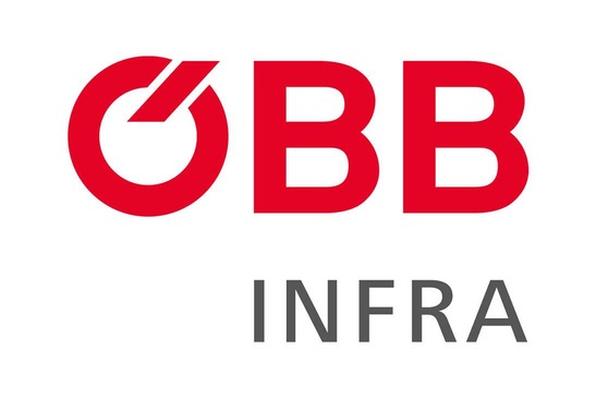 Logo ÖBB Infra<br/>Textinsert: weißer Hintergrund, rot ÖBB, grau Infra