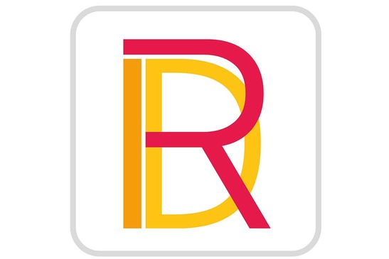 Logo RID<br/>Textinsert: weißer Hintergrund, abgerundetes Quadrat mit grauem Rahmen und rot-gelb-orange RID