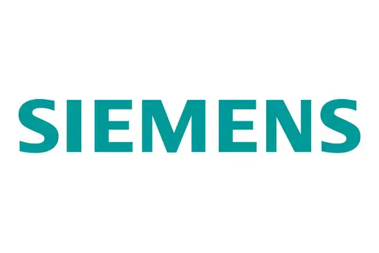 Siemens logo<br/>Text insert: centered turquoise SIEMENS