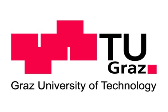 Logo TU Graz - Graz University of Technology<br/>Textinsert: weißer Hintergrund, rotes Icon, schwarz TU Graz, schwarz Graz University of Technology