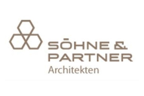 Logo Söhne & Partner Architekten<br/>Textinsert: weißer Hintergrund, braun Icon, braun Söhne & Partner Architekten