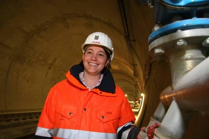 Employee inside a tunnel