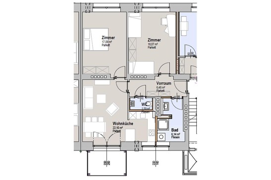 Grundriss der Wohnung Top 6