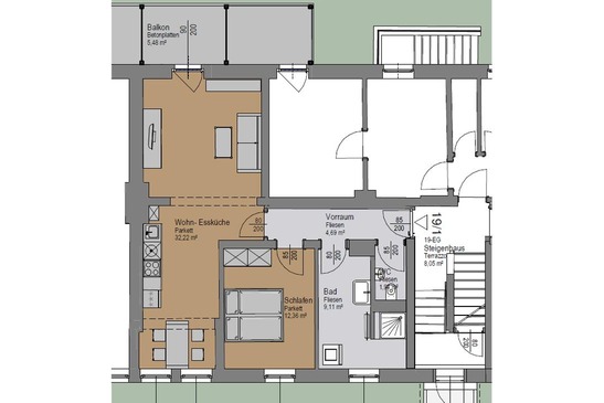 Grundriss Wohnung Top 1, Strachgasse 19