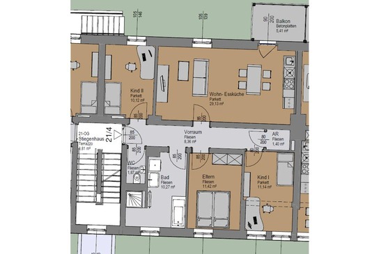 Grundriss Wohnung Top 2, Strachasse 21