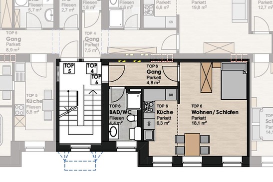Grundriss der Wohnung 6, Hausnummer 30
