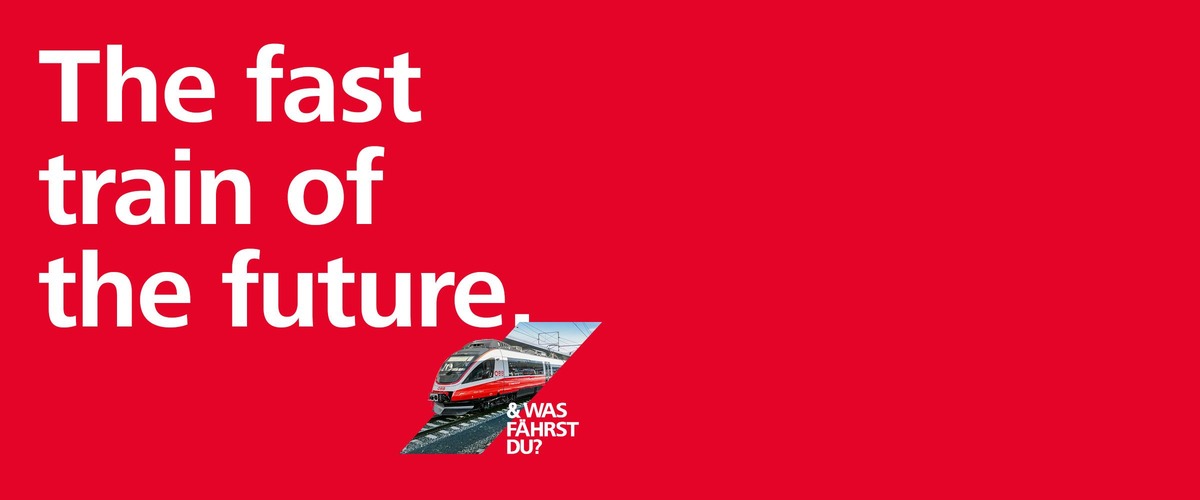 Subject: Eastern Region Campaign<br/>Text insert: red background, white “Faster trains in the future,” underneath a diamond with “Express train” and white “What are you driving?”