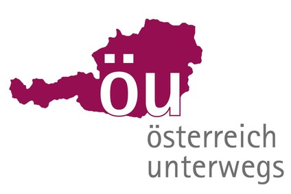 Logo mit Österreichkarte und Textinsert: Österreich unterwegs