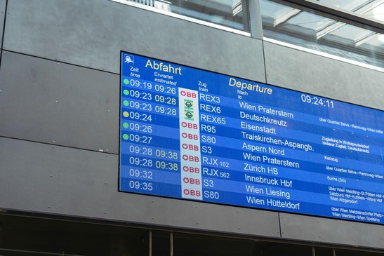 Anzeigetafel, Zeit bis zur Abfahrt<br/>