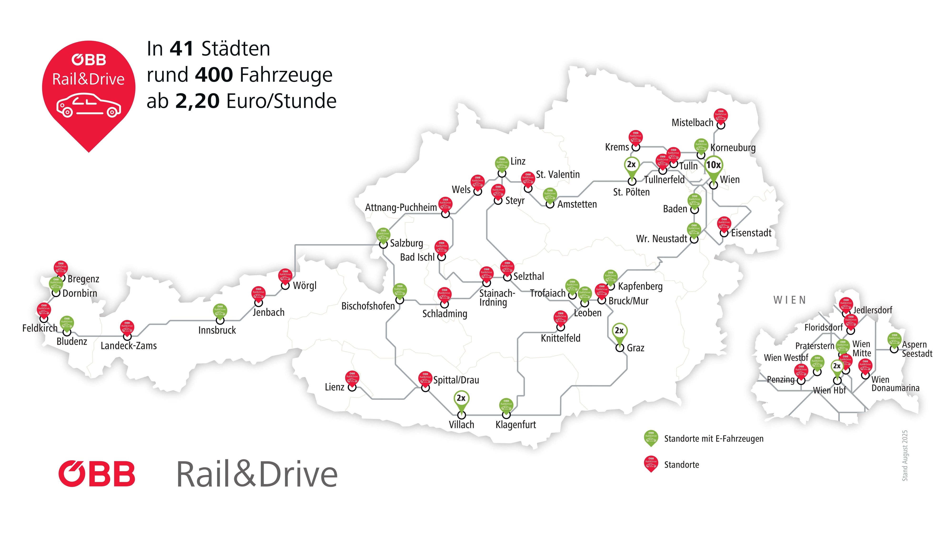 Rail&Drive Österreich Karte August 2025
