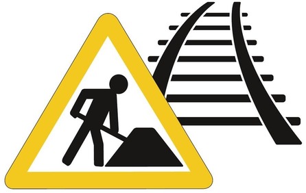 Icon mit Baustellenschild und Gleisen