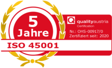 Zertifizierung „5 Jahre ISO 45001“