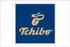 Tschibo Logo, blauer quadratischer Hintergrund mit goldener Schrift