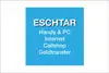 Eschtar Logo, blauer Hintergrund, weiße Schrift