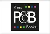 Press and Book Logo, schwarzer Hintergrund, weiße Schrift, grün-gelb-blau-rosa Miniquadrate oben und unten