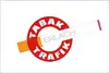 Trafik Erlach Logo, rot-orange-weißes Trafik Icon, grauer Schriftzug