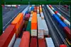 Wolfurt terminal, aerial view of freight trains with containers