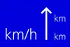 Blaues Teaserbild mit km/h und Pfeil
