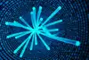 Fiber optic cable blue, digits 1 and 0 in background
