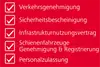 Verkehrsgenehmigung<br/>Sicherheitsbescheinigung<br/>Infrastrukturnutzungsvertrag <br/>Schienenfahrzeuge Genehmigung & Registrierung<br/>Personalzulassung